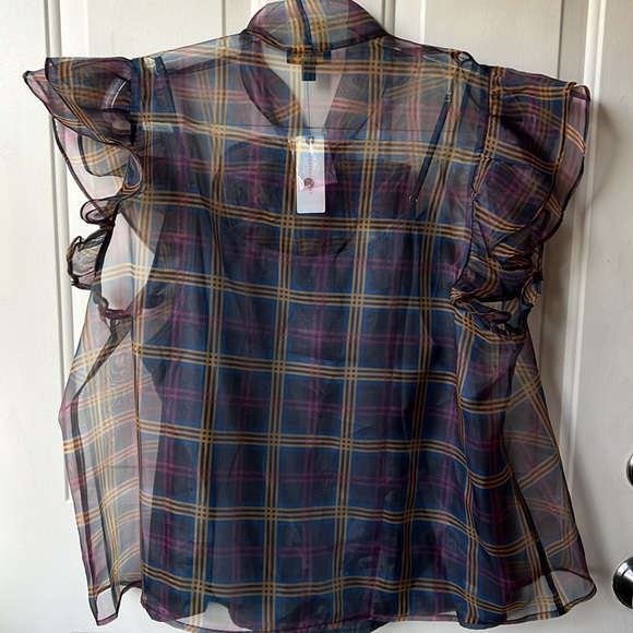 NWT gorgeous ruffle sleeve sheer shirt by Current Air for Anthropologie - Picture 5 of 11